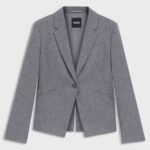 Slim-fit blazer in soft flannel, Grey