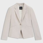 Slim-fit blazer in soft flannel, Natural