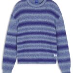 Oversized-fit sweater with ombré stripes, Blue
