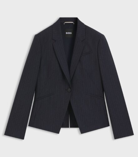 Slim-fit blazer in striped virgin wool, Patterned