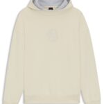 Peached-cotton hoodie with Double B monogram, Light Beige