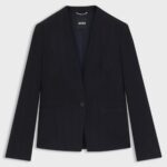 Regular-fit blazer in crease-resistant herringbone stretch jersey, Patterned