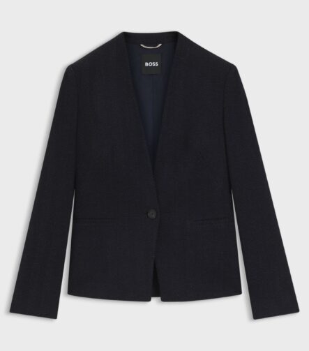 Regular-fit blazer in crease-resistant herringbone stretch jersey, Patterned