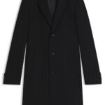 Slim-fit coat in wool and cashmere, Black