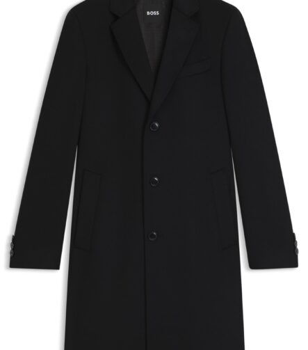 Slim-fit coat in wool and cashmere, Black