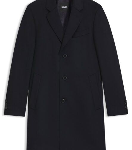 Slim-fit coat in wool and cashmere, Dark Blue