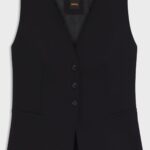 Adjustable waistcoat in stretch crepe, Black