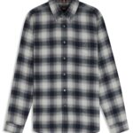 Regular-fit shirt in cotton flannel, Grey Patterned