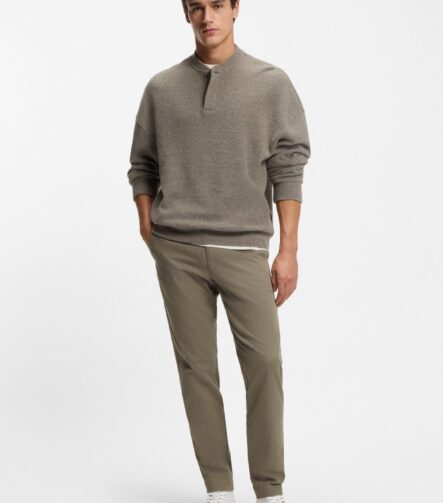 Modern-fit trousers in brushed twill, Brown