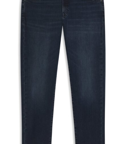 Tapered-fit jeans in dark-blue soft-motion denim, Dark Blue