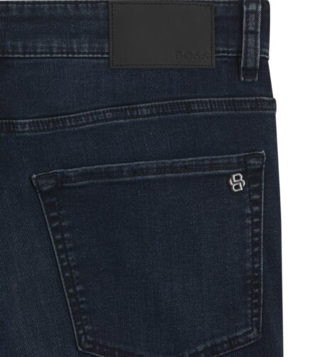 Tapered-fit jeans in dark-blue soft-motion denim, Dark Blue