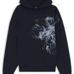 Cotton-terry hoodie with artwork, Dark Blue