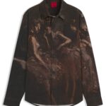 Oversized-fit shirt in cotton with ballerina print, Patterned