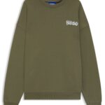 All-gender cotton-terry sweatshirt with logo prints, Olive