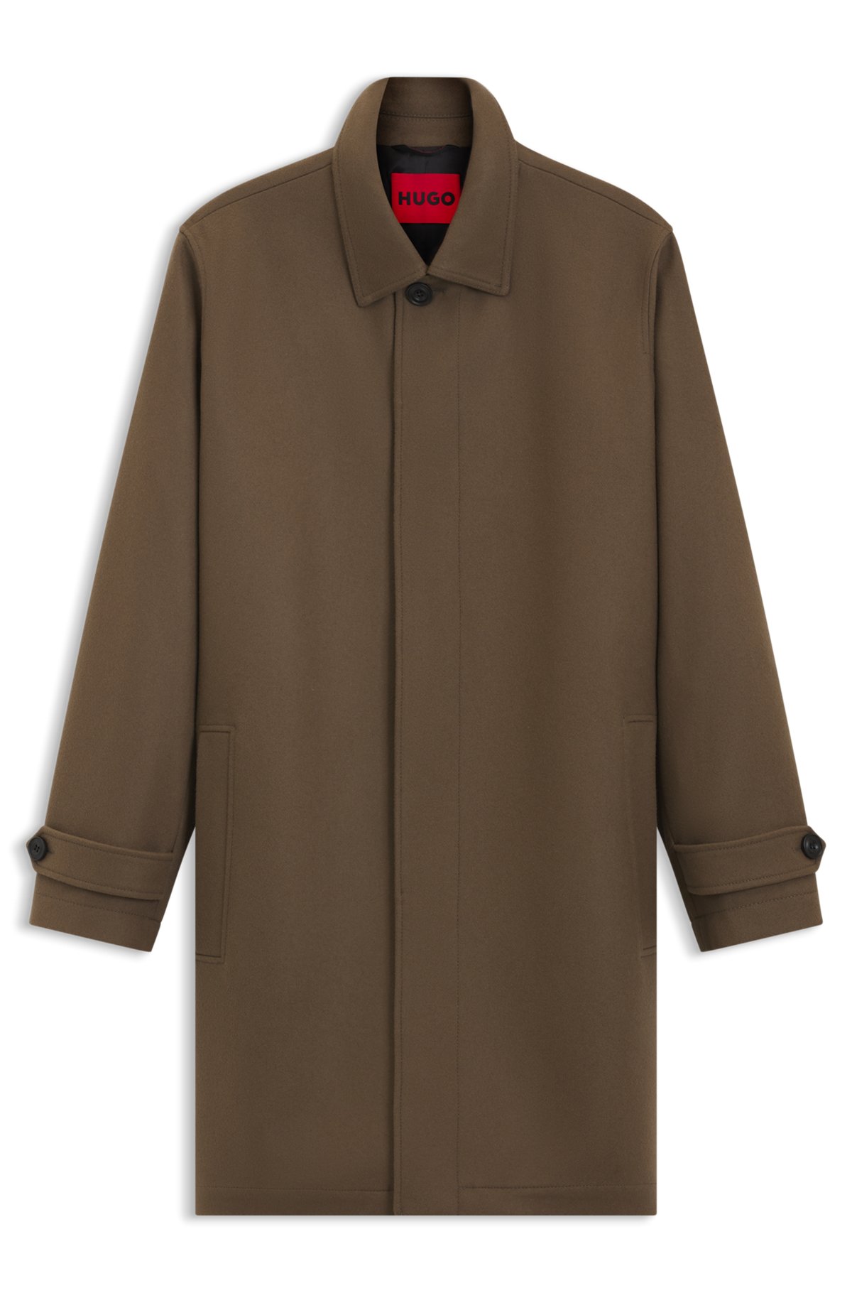 hbeu50549788_032-1 Car coat in a wool blend, Dark Brown