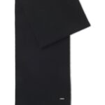 Cashmere scarf with metal logo plate, Black