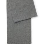 Cashmere scarf with metal logo plate, Grey