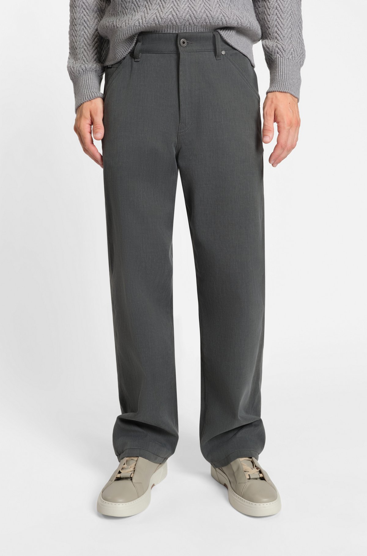 hbeu50549830_030-1 Melange jeans in cotton denim, Grey