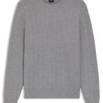 Virgin-wool sweater with herringbone structure, Grey