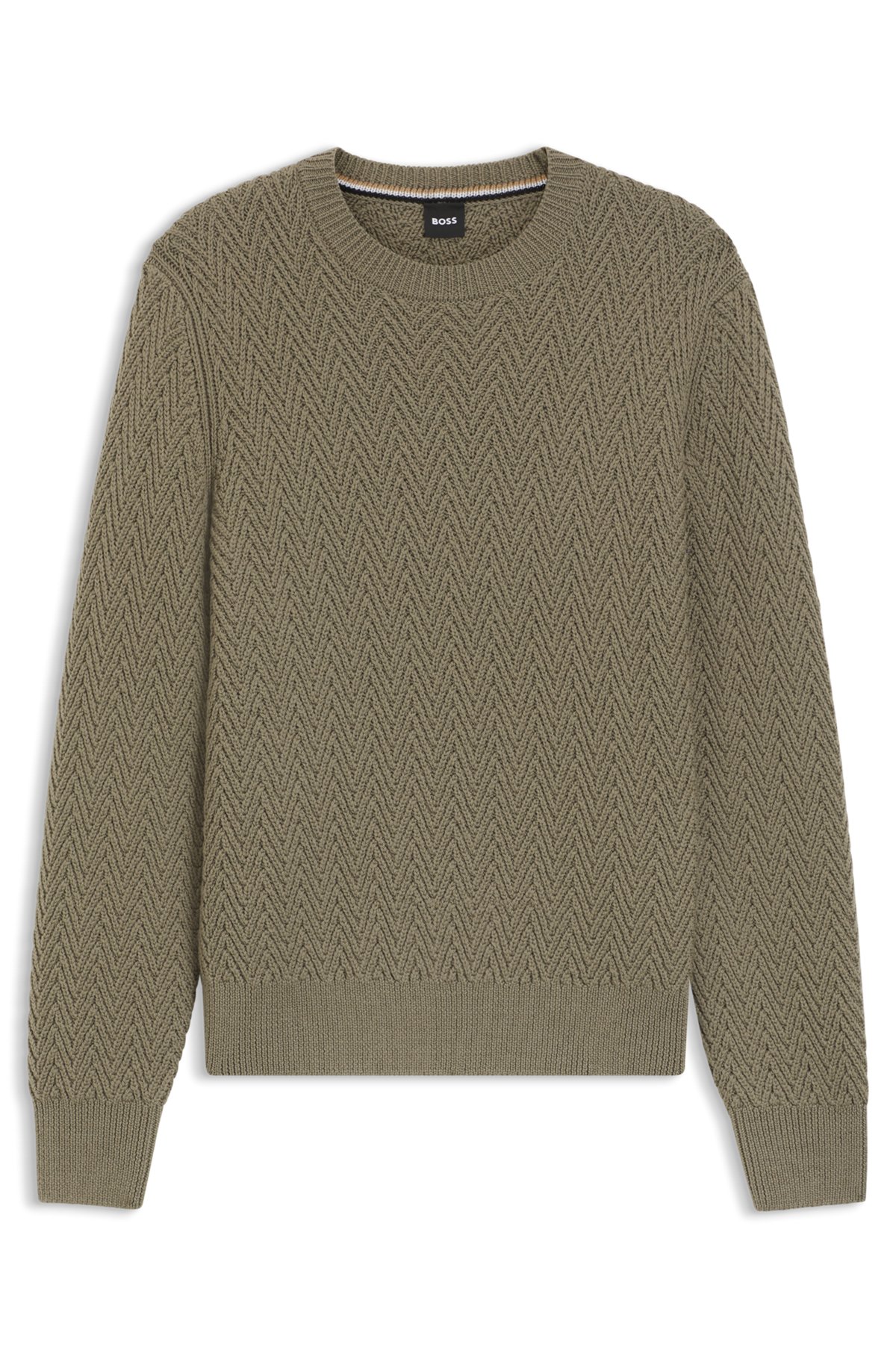 hbeu50549980_245-1 Virgin-wool sweater with herringbone structure, Light Brown