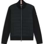 Mixed-material jacket with padded front, Black