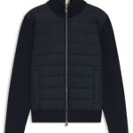 Mixed-material jacket with padded front, Dark Blue