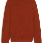 Virgin-wool sweater with structured knit, Dark Orange