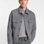 Relaxed-fit jacket in a melange wool blend, Light Grey