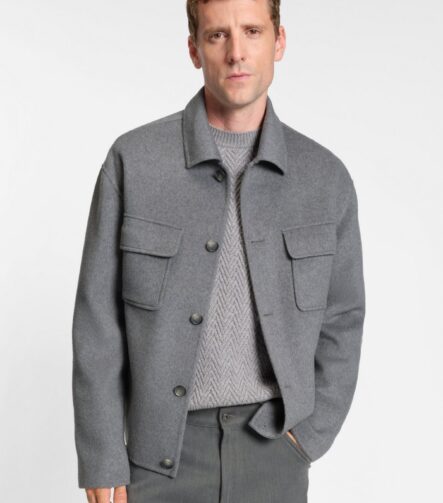 Relaxed-fit jacket in a melange wool blend, Light Grey