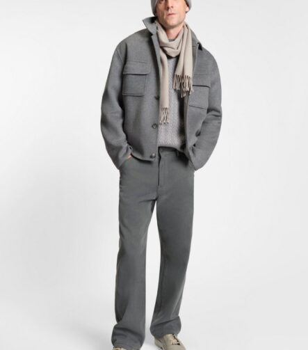 Relaxed-fit jacket in a melange wool blend, Light Grey