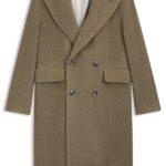 Double-breasted coat in a herringbone alpaca blend, Brown