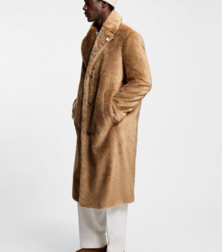 BOSS x Steiff coat in textured wool and cotton, Beige