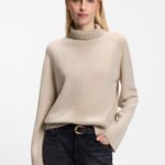 Relaxed-fit rollneck sweater in cashmere with raglan sleeves, Natural