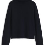 Relaxed-fit rollneck sweater in cashmere with raglan sleeves, Dark Blue