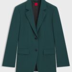 Regular-fit blazer with long length, Dark Green