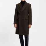 Double-breasted coat in an alpaca blend, Dark Brown