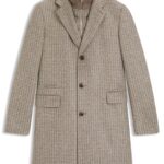 Slim-fit coat with detachable inner, Beige Patterned