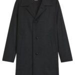 Relaxed-fit coat in checked wool and cashmere, Black