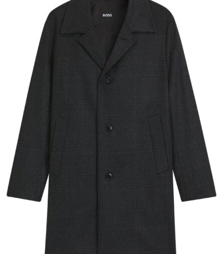 Relaxed-fit coat in checked wool and cashmere, Black