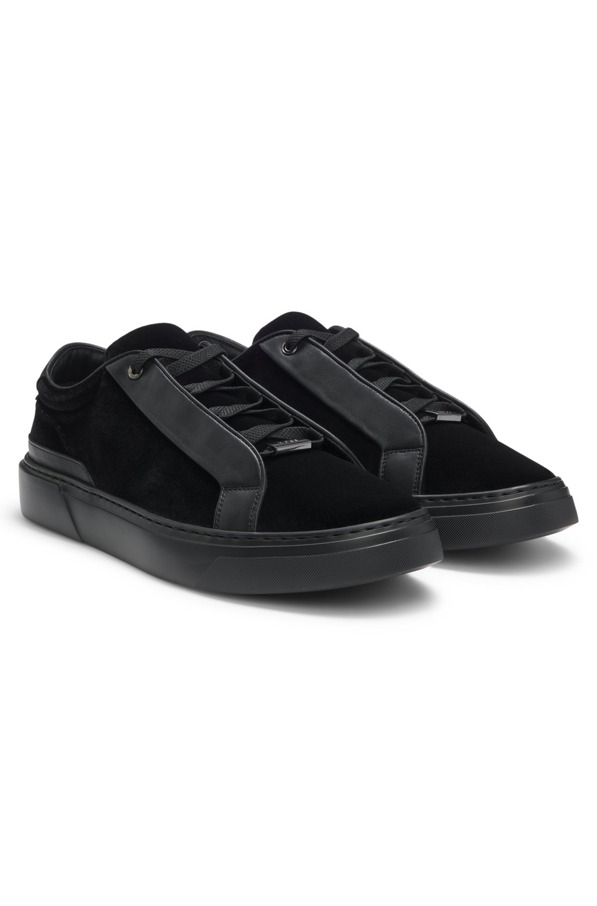 hbeu50551669_001-1 Gary trainers with leather trims, Black