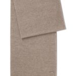 Double-faced cashmere scarf with twisted fringe, Light Beige