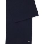 Double-faced cashmere scarf with twisted fringe, Dark Blue