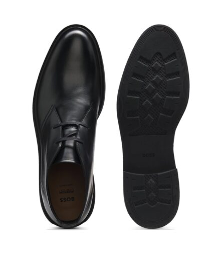 Leather desert boots with signature stripe, Black