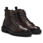 Leather half boots with faux-fur lining, Dark Brown