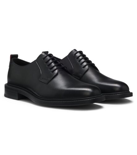 Leather Derby shoes with embossed logo, Black
