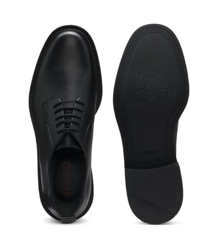 Leather Derby shoes with embossed logo, Black