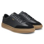 Grained-leather trainers with contrast backtab, Dark Grey