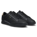 Mixed-material trainers with contrast back tab, Black