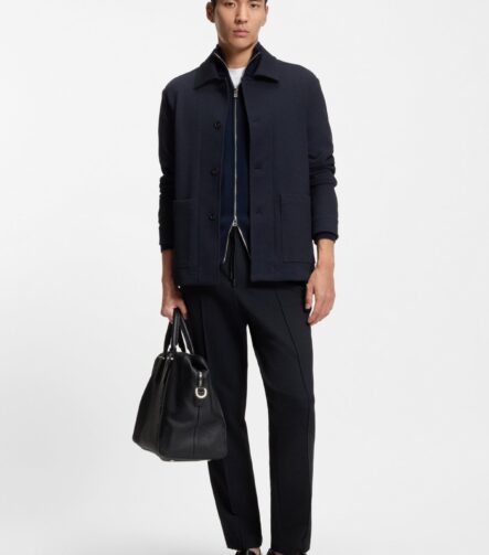 Tapered-fit trousers in performance-stretch fabric, Dark Blue