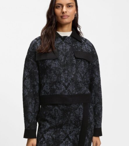 Regular-fit jacket in denim-effect tweed, Patterned